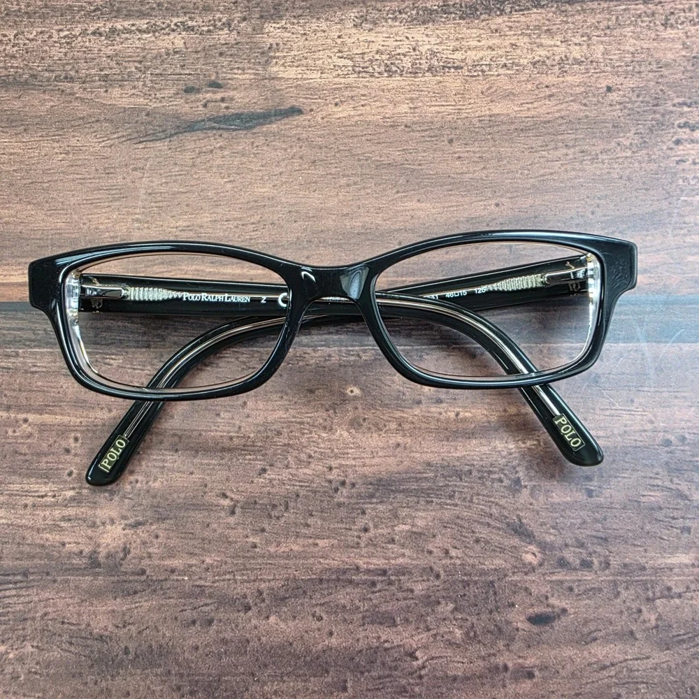 Polo Ralph Lauren 8518 541‎ Black Clear Rectangle Eyeglass Frames 46-15-125